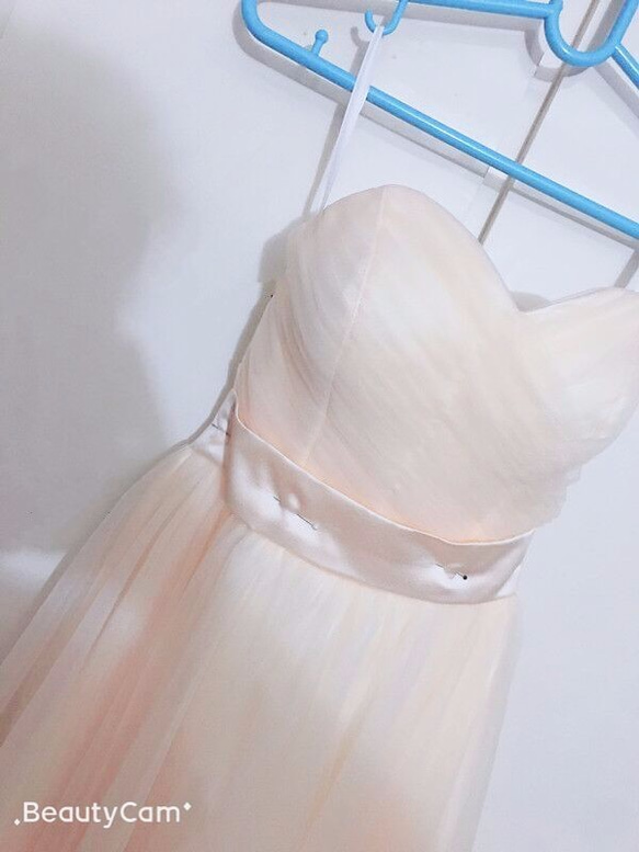 優雅なシャンパンチュールカラードレス　ロング丈　ウエディングドレス　サッシュベルト取り外し可能　色、サイズもオーダー可能 2枚目の画像