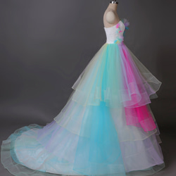 レインボーカラードレス 虹色 ウエディングドレス　お色直し　ボリュームたっぷり　オーダー可能 2枚目の画像