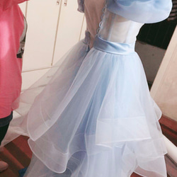 シンデレラ風の袖のウェディング、オーバードレス、色変更無料 ウエディングドレス用スカート 2枚目の画像