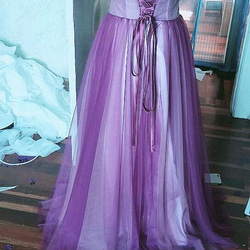 ハンドメイド美品！カラードレス パープル/紫 ベアトップ ステージ衣装 披露宴 パーティー ロングドレス 5枚目の画像