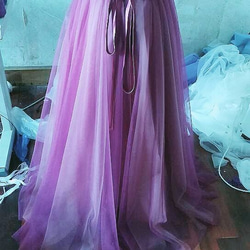 ハンドメイド美品！カラードレス パープル/紫 ベアトップ ステージ衣装 披露宴 パーティー ロングドレス 6枚目の画像