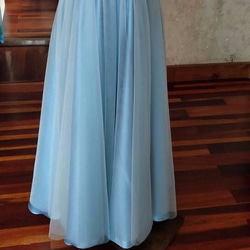 ブルーグレーオーバードレス、スカート、クリーム色リボン　結婚式お色直し　オーダーメイド可能 1枚目の画像