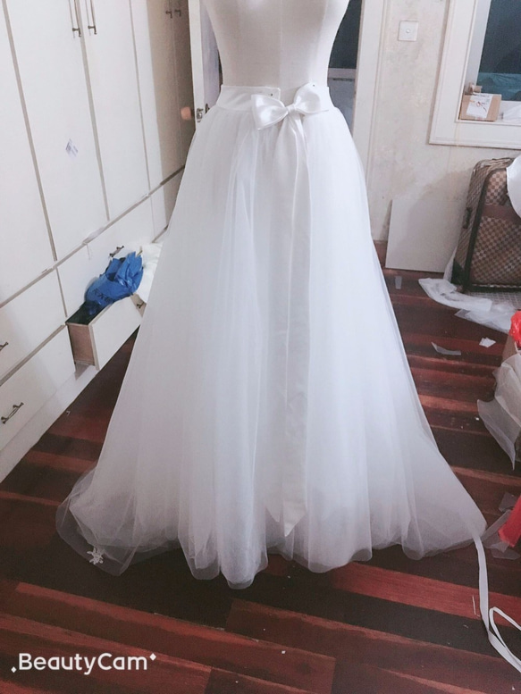 オーバードレス、色変更無料 ウエディングドレス用オーバースカート  