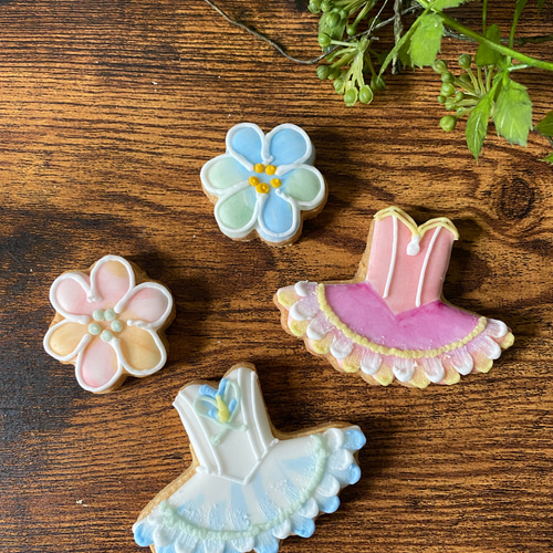 3袋セット】バレエ&フラワーのアイシングクッキー（名入れ可