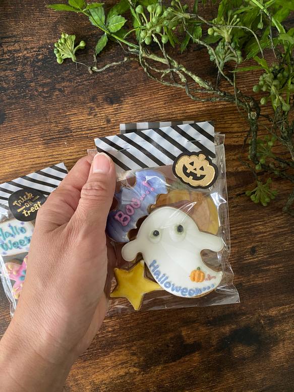 【ハロウィン2021】3袋セット！オーガニックアイシングクッキー/ オバケ　魔女ウサギ　カボチャ 2枚目の画像