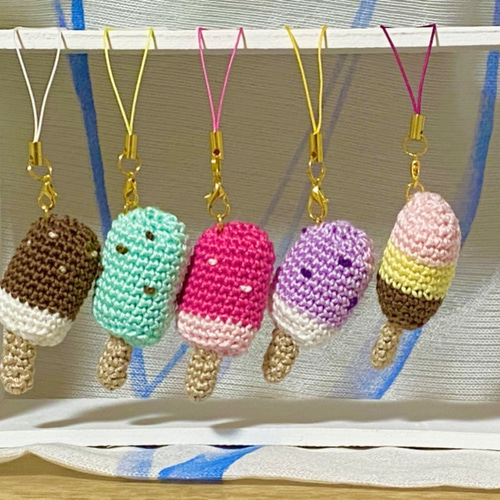 棒付きアイスの編みぐるみストラップ 携帯ストラップ クボボ 通販
