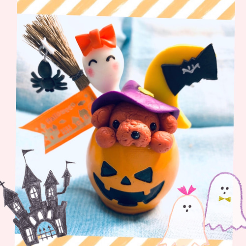 ☆ハロウィンのおばけかぼちゃin魔法使いわんちゃん(受注生産) その他