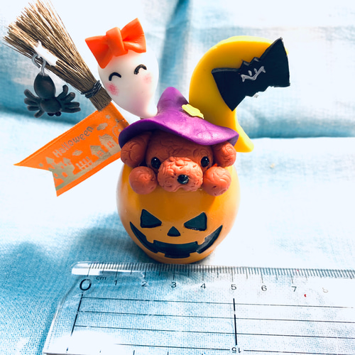 ハロウィン☆カボチャinお化けちゃん♡ ☆ハロウィンのおばけかぼちゃin魔法使いわんちゃん(受注生産