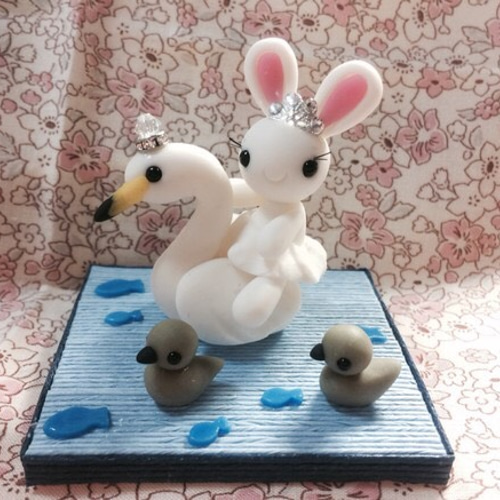 オニキス白鳥置物