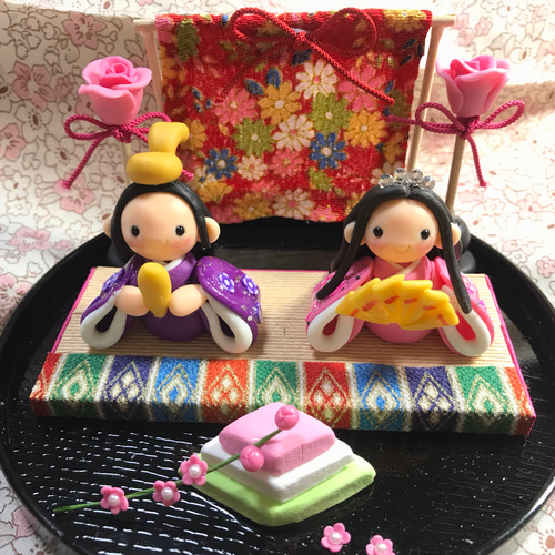 ☆可愛いお雛様 お盆仕立て！(受注生産) 雛祭り 雛人形 おひな様