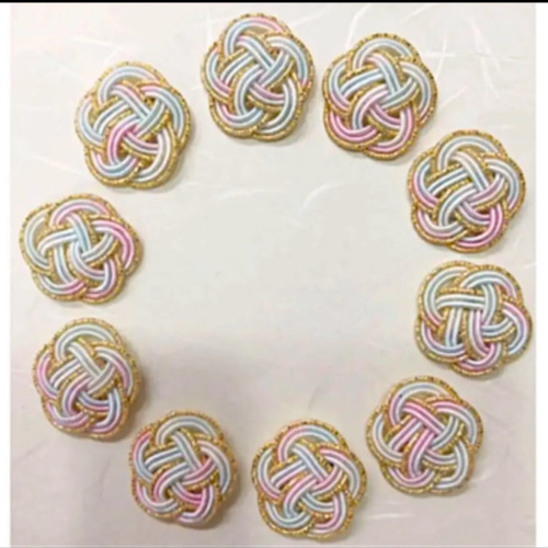 再販] 水引パーツ 梅結び ゴールド×パステルレインボー 10個 その他