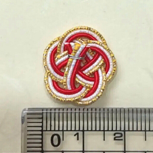 再販]水引パーツ 梅結び ゴールド×羽衣白×赤 20個 その他素材