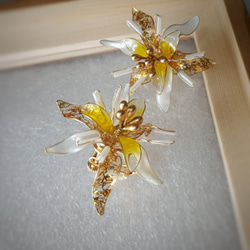 Jing 花朵系列 耳夾耳環 UV水晶花 閃耀光芒 第3張的照片