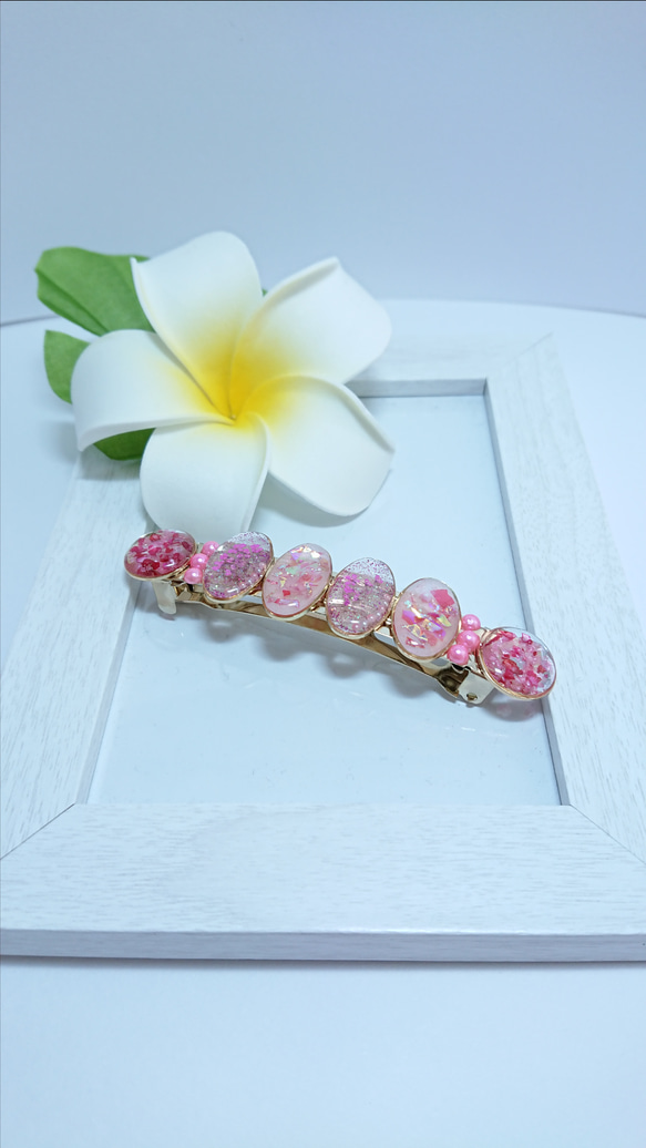 レースフラワーキュートバレッタ＊ピンク バレッタ ☆SAYU☆ 通販  