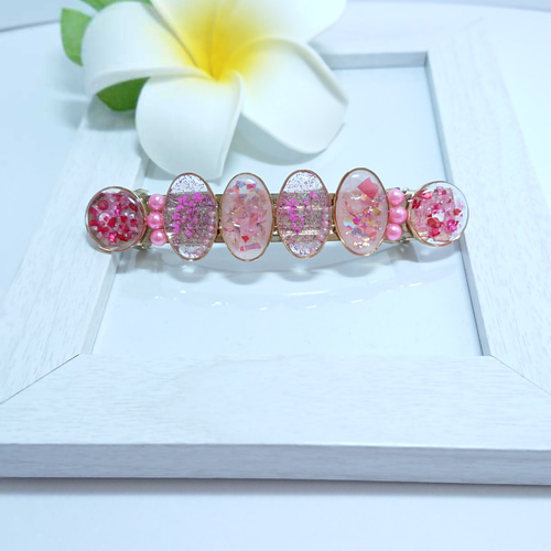 レースフラワーキュートバレッタ＊ピンク バレッタ ☆SAYU☆ 通販  