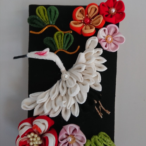 【オーダー品】つまみ細工　羽子板　梅の花 オーダー品】つまみ細工 羽子板 梅の花 オーダー品】つまみ細工