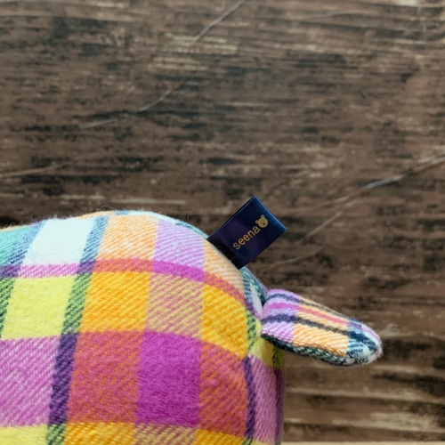 うさぎさんのぬいぐるみ チェック柄 リボン＆バッグ付き Lサイズ