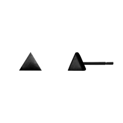 [ MINIMENT迷你們 ] 迷你小三角鋼耳環 - 黑色 / 鋼色 第3張的照片
