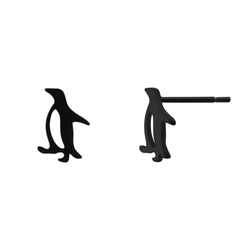 [ MINIMENT迷你們 ] 奔跑吧企鵝鋼耳環 - 黑色 第2張的照片