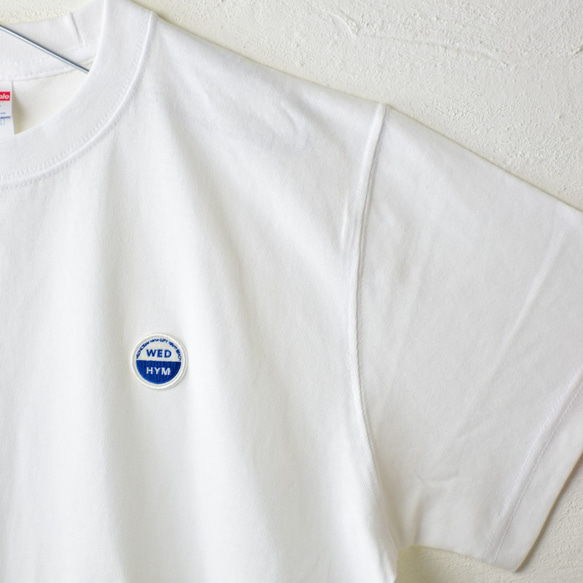 ドライヴィンテージTシャツ【ホワイト】 WED  HYM 刺繍ワッペン 4枚目の画像
