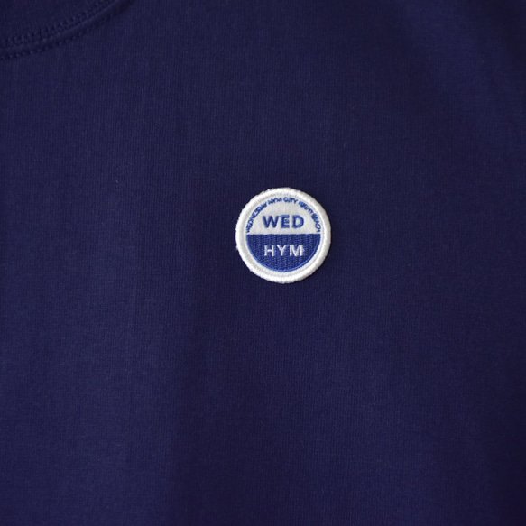 サイドパネルリブTシャツ【ネイビー】 WED  HYM 刺繍ワッペン 4枚目の画像