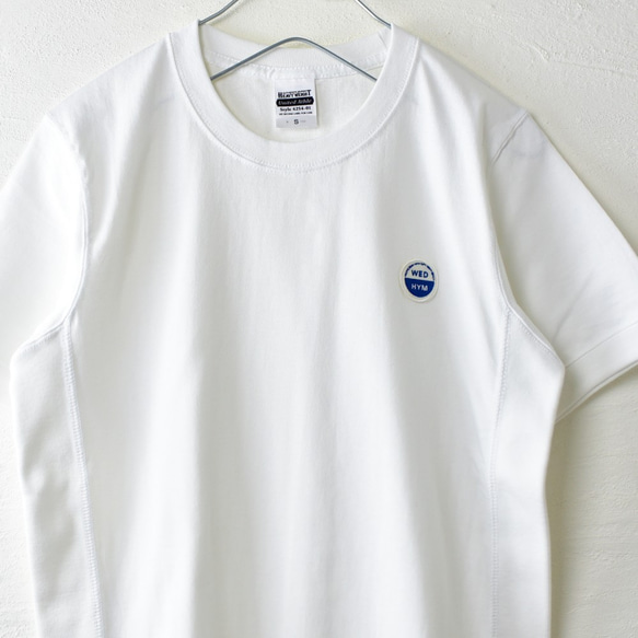 サイドパネルリブTシャツ【ホワイト】 WED  HYM 刺繍ワッペン 1枚目の画像