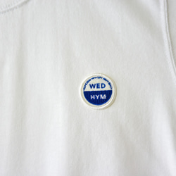 サイドパネルリブTシャツ【ホワイト】 WED  HYM 刺繍ワッペン 3枚目の画像