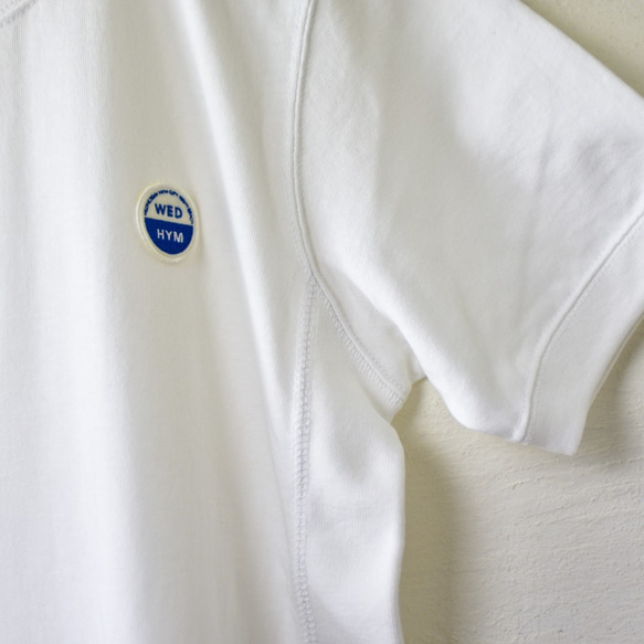 サイドパネルリブTシャツ【ホワイト】 WED  HYM 刺繍ワッペン 5枚目の画像