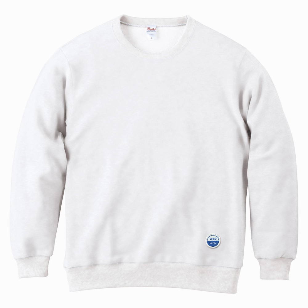 クルーネックスウェット【ホワイト】 刺繍ワッペン WEDNESDAY HYM CITY NIGHT BEACH