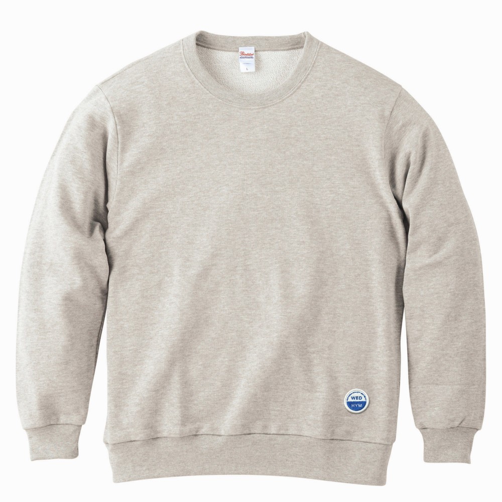 クルーネックスウェット【オートミール】 刺繍ワッペン WEDNESDAY HYM CITY NIGHT BEACH