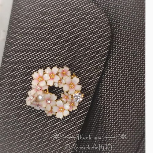 ブローチ　おまとめ 満開の桜刺繍ブローチor刺繍ヘアゴム ブローチ かなちゃん手刺繍