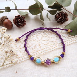 光陰之約-優雅紫款-天然石蠟線編織手環 第1張的照片