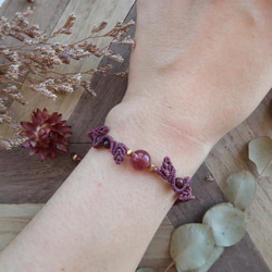 秋-飄葉系列(紅葉)-草莓晶蠟線編織手環 第3張的照片