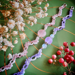 蕾絲舞曲(紫)-天然石蠟線編織手環 第1張的照片