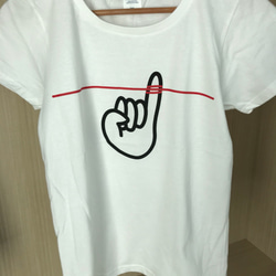 ‼️繋がる 絆 ギフト‼️ おしゃれ インパクト カジュアル ペア かわいい 運命の赤い糸 Tシャツ 半袖 (白) 夏 5枚目の画像