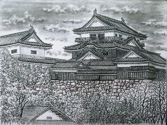 松山城天守(鉛筆画) 1枚目の画像
