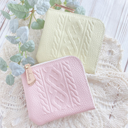 niknit Sucre. ～ﾆﾆｯﾄ ｼｭｸﾚ ニット柄のかわいい革小物　ﾊﾟｽﾃﾙｶﾗｰ【ニット柄 薄型財布】YE 5枚目の画像