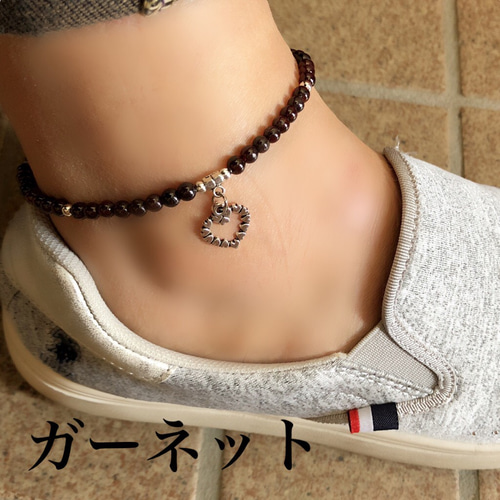 選べる天然石 4タイプ 可愛らしい天然石アンクレット アンクレット 