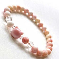 クィーンコンクシェル 猫型 デザインブレスレット 天然石ブレスレット