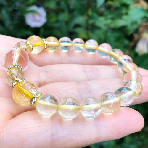 金運アップ!! 招き猫(右手)×シトリン×ゴールドルチル パワーストーン