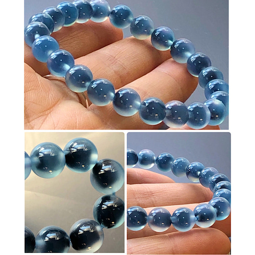 タピオカアゲード 希少ブルー 8mm 天然石ブレスレット ブレスレット