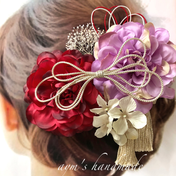 縁-EN-和花A（あご紐付き）　七五三 ヘッドドレス　着物リメイク 縁-EN-和花A（あご紐付き） 七五三 ヘッドドレス 着物リメイク
