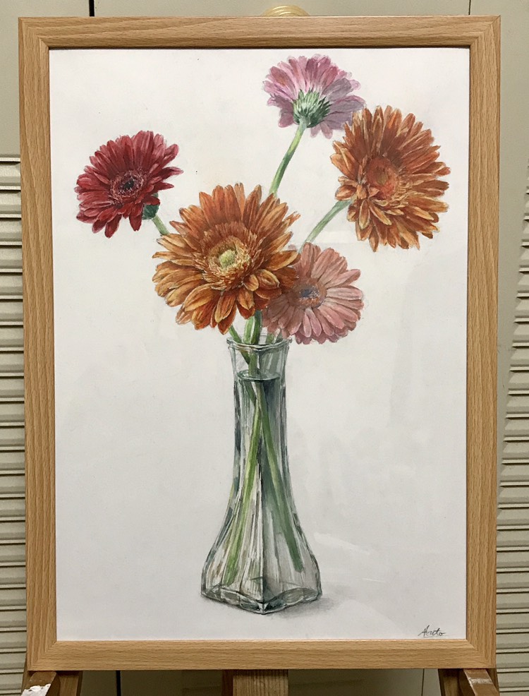 ガーベラ　油絵　P8（455×333mm）