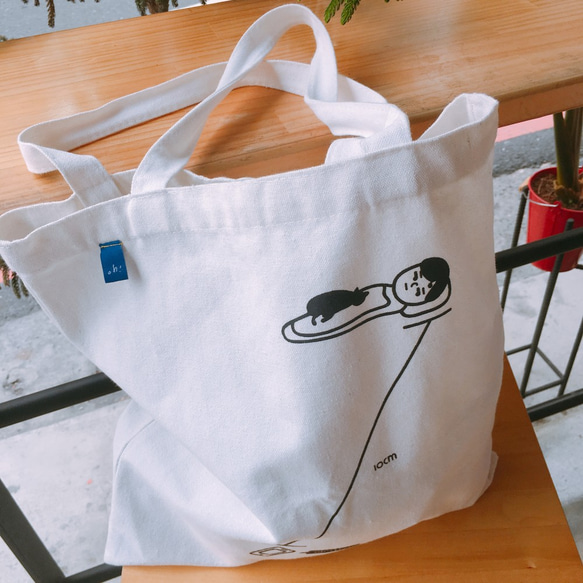 懶人包 || 絹印 帆布包 帆布袋 棉帆布 托特包 TOTE BAG 第8張的照片