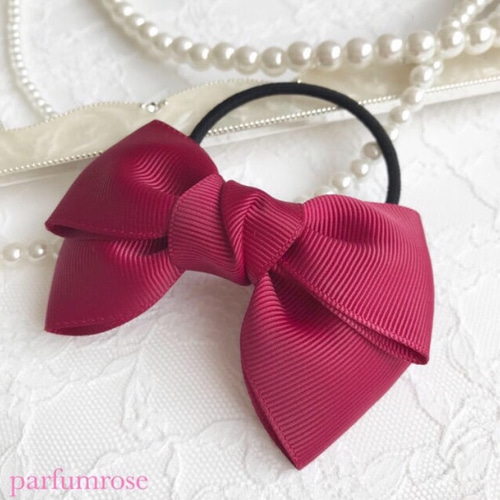 ワインレッド】ふんわり♡ダブル重ねリボンヘアゴム ヘアゴム