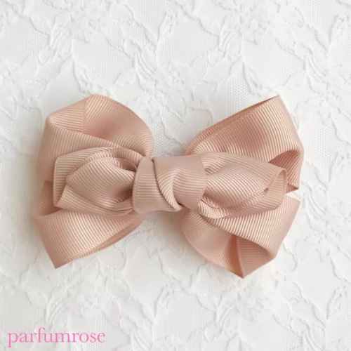ピンクベージュ】エレガントリボンバレッタ バレッタ parfumrose