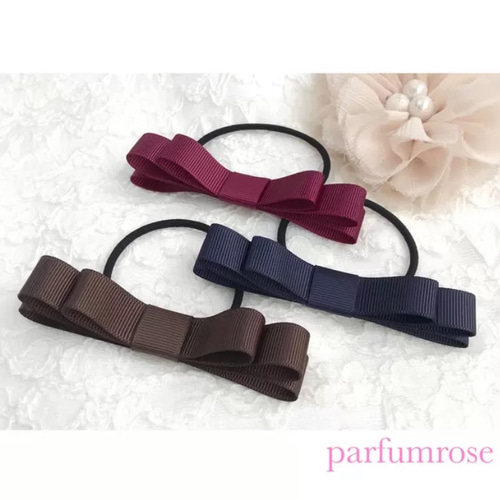 ネイビー♥︎大人カラーリボンヘアゴム ヘアゴム parfumrose