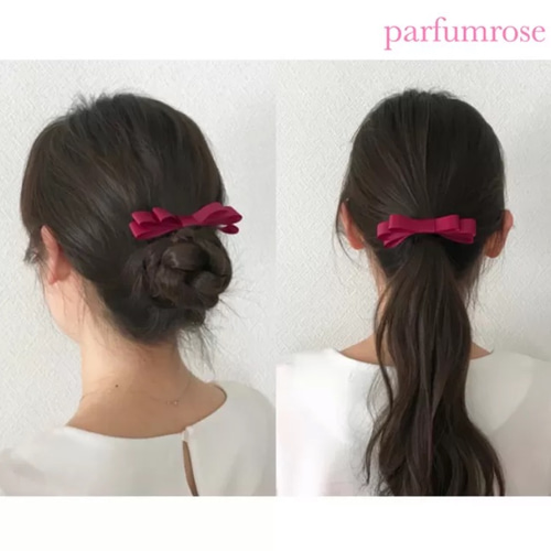 ネイビーカラー☆ ぼんぼんりぼんヘアゴム１個300円♪ ネイビー♥︎大人カラーリボンヘアゴム ヘアゴム parfumrose