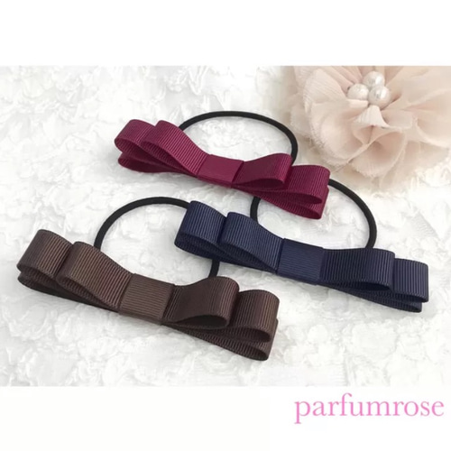 ブラウン♥︎大人カラーリボンヘアゴム ヘアゴム parfumrose 通販