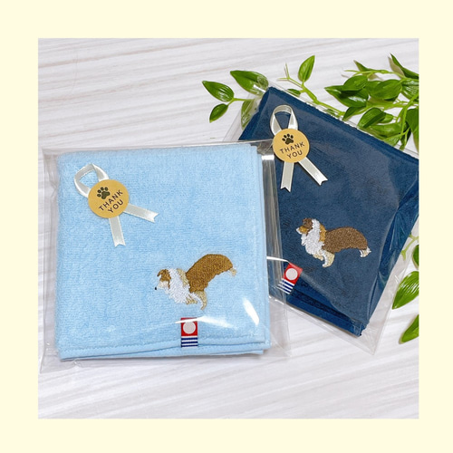 シェルティ刺繍今治タオルハンカチ(お名前刺繍します) ハンカチ